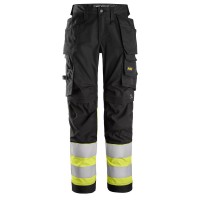 Snickers 6734 Hi-Vis Class 1 Womens Stretch Trousers Holster Pockets