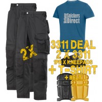 Snickers 2 x 3311 Kit Inc T-Shirt, Kneepads & A Belt