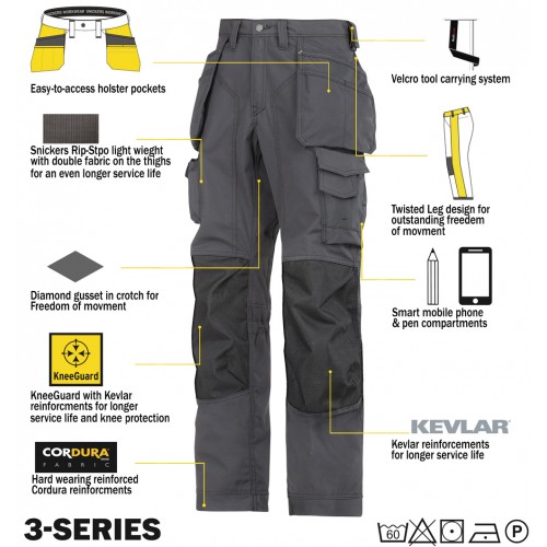 6801 Snickers Service Trousers Work with Kneepad Pockets 