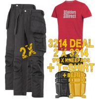Snickers  2 x 3214 Trousers Plus SD T-Shirt & Knee Pads, A PTD Belt