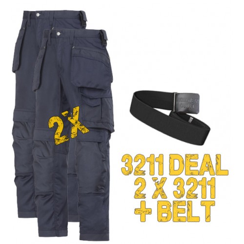 Snickers Lightweight Summer Work Trousers with Kneepad and Holster Pockets-3211 